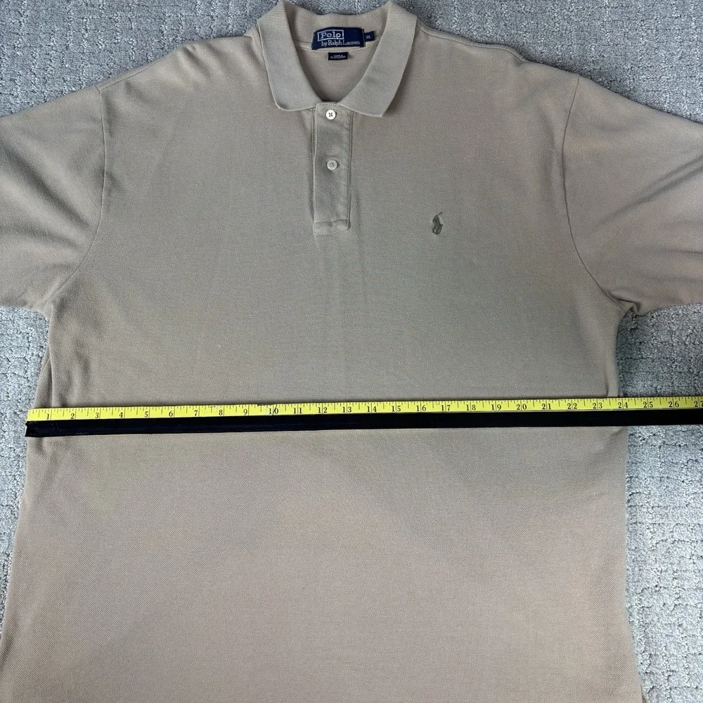 VTG. Polo Ralph Lauren Men's Polo Shirt Size XL Embroidered Pony 100% Cotton Tan